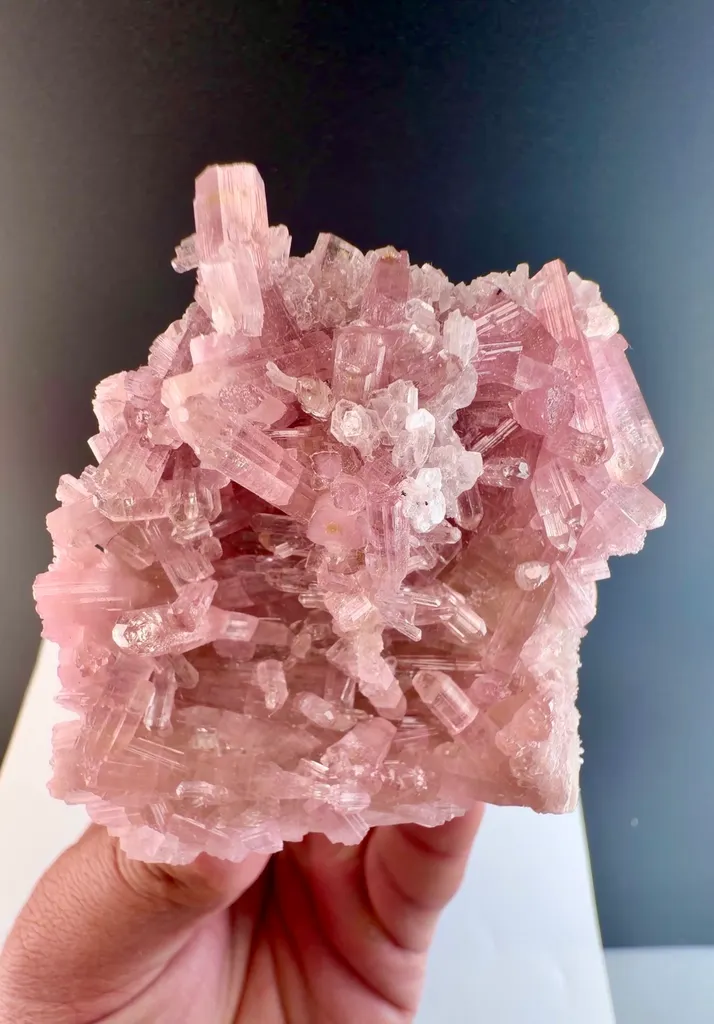 Pink Tourmaline crystal cluster on matrix from Afghanistan - image 5