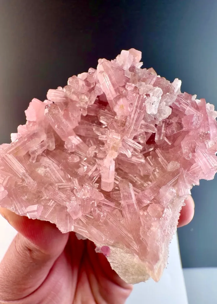 Pink Tourmaline crystal cluster on matrix from Afghanistan - image 2