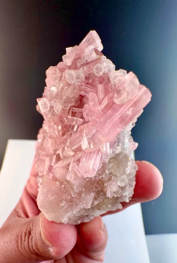Pink Tourmaline crystal cluster on matrix from Afghanistan - image 4
