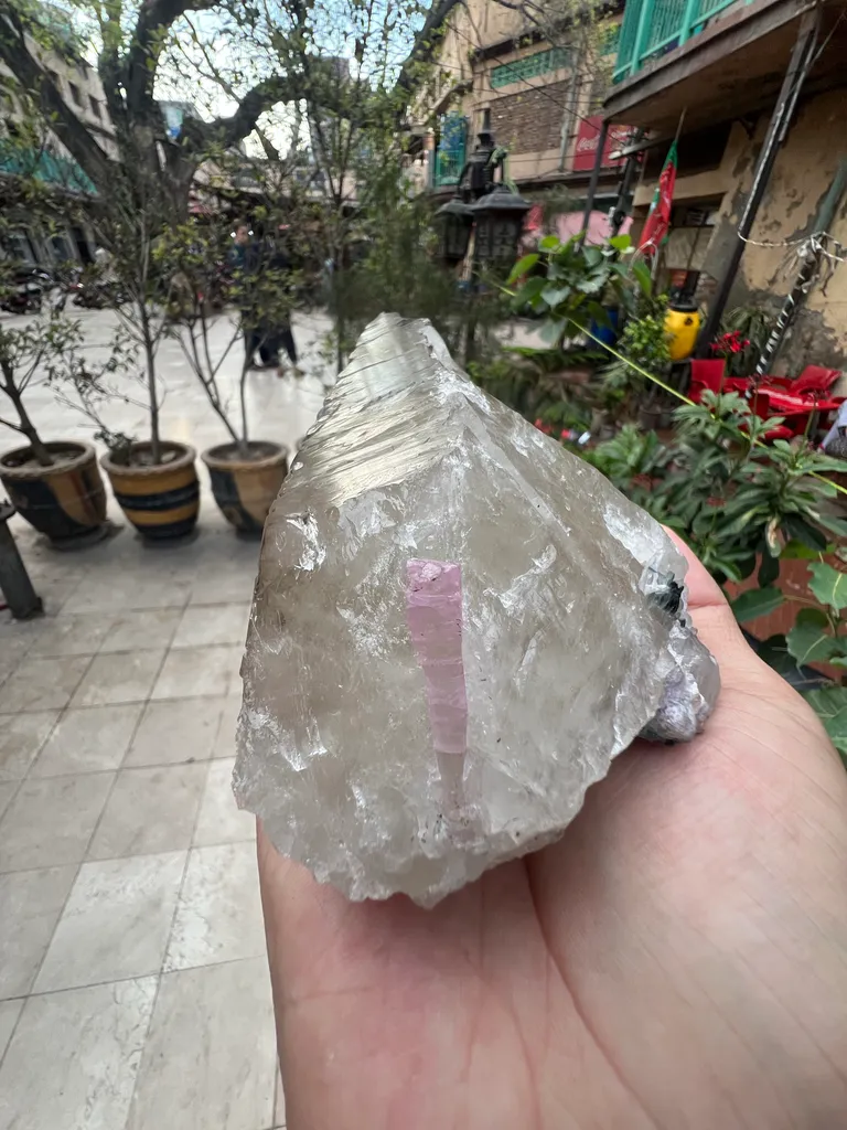 Pink Tourmaline On Smoky Quartz from Afghanistan - image 3