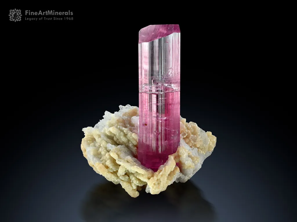 Pink Tourmaline with Albite from Paprok Afghanistan image