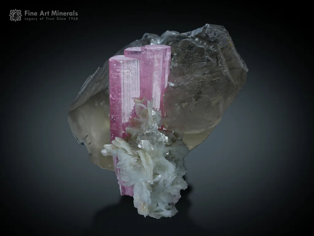 Pink Tourmaline with Smoky Quartz from Afghanistan image