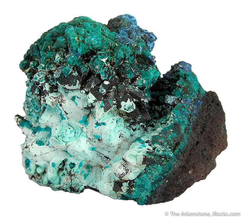 Plancheite (And Chrysocolla?) Pseudo. After Calcite on Dioptase - image 1