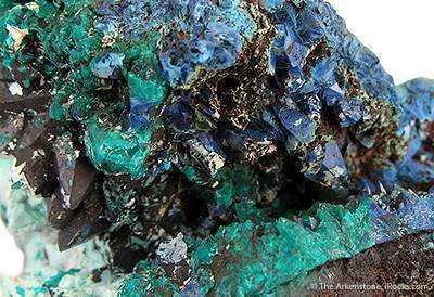 Plancheite (And Chrysocolla?) Pseudo. After Calcite on Dioptase - image 2