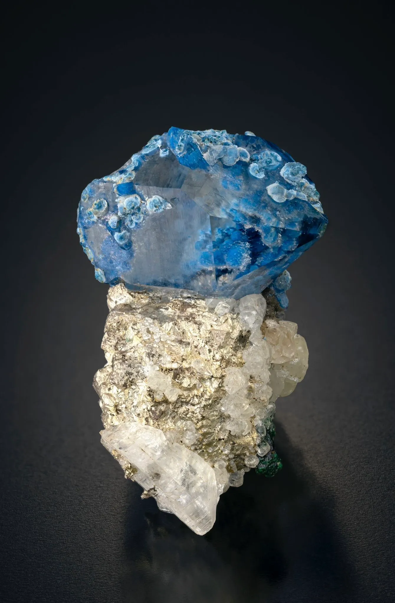 Plancheite included Quartz on Silver with Malachite and Calcite - image 1