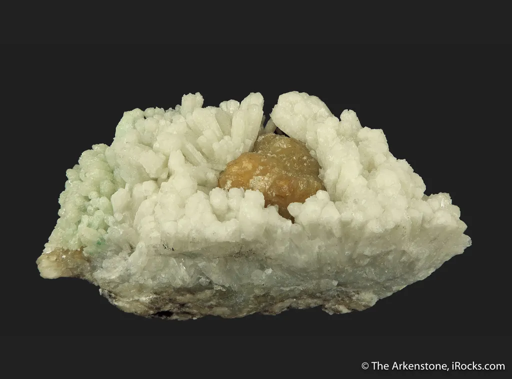 Plumboan Aragonite var. Tarnowitzite (fl) and Calcite (fl) - image 2
