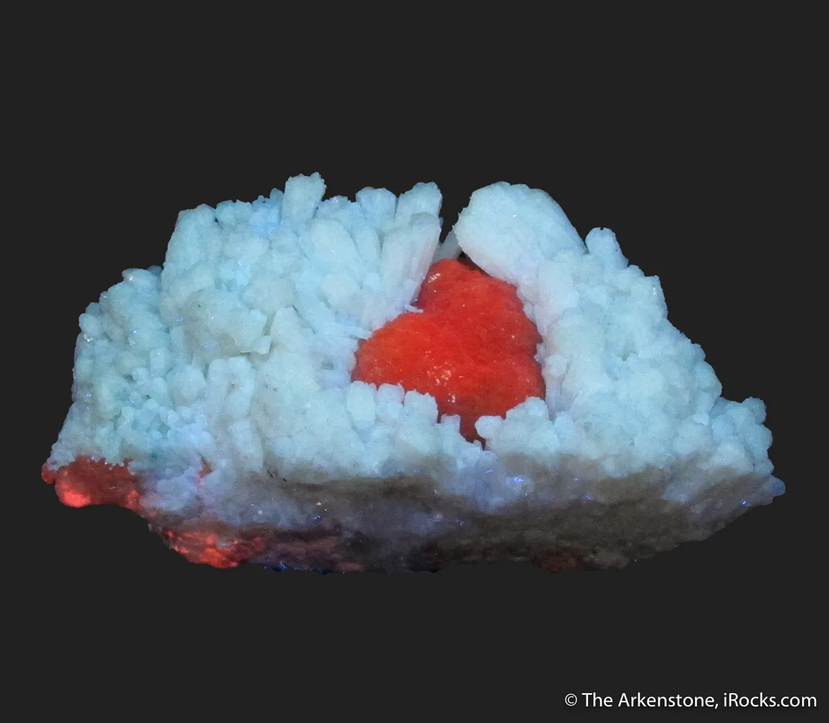 Plumboan Aragonite var. Tarnowitzite (fl) and Calcite (fl) - image 10