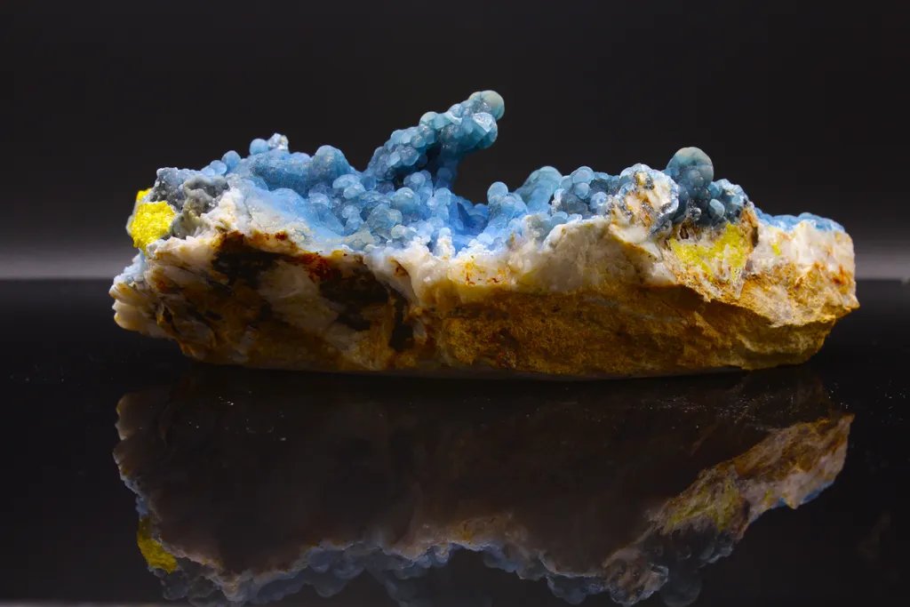 Plumogummite, boytroidal, sapphire blue with yellow pyromorphite - image 2
