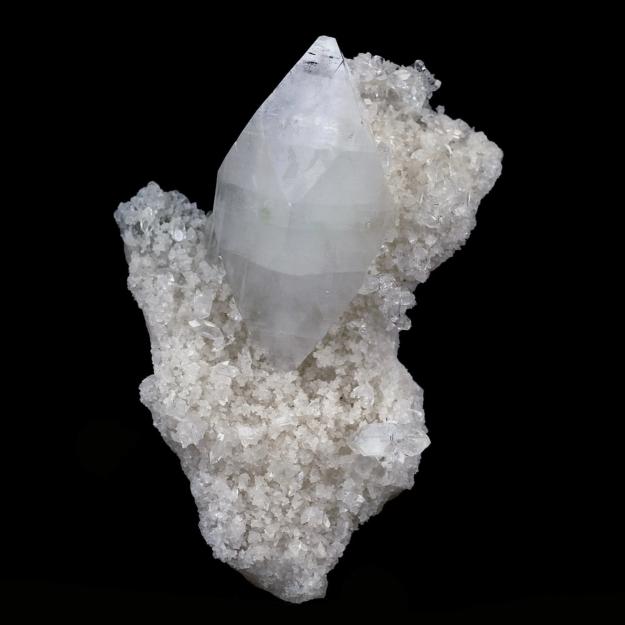 Pointed Apophyllite Crystal on Chalcedony Natural Mineral Specimen - image 1