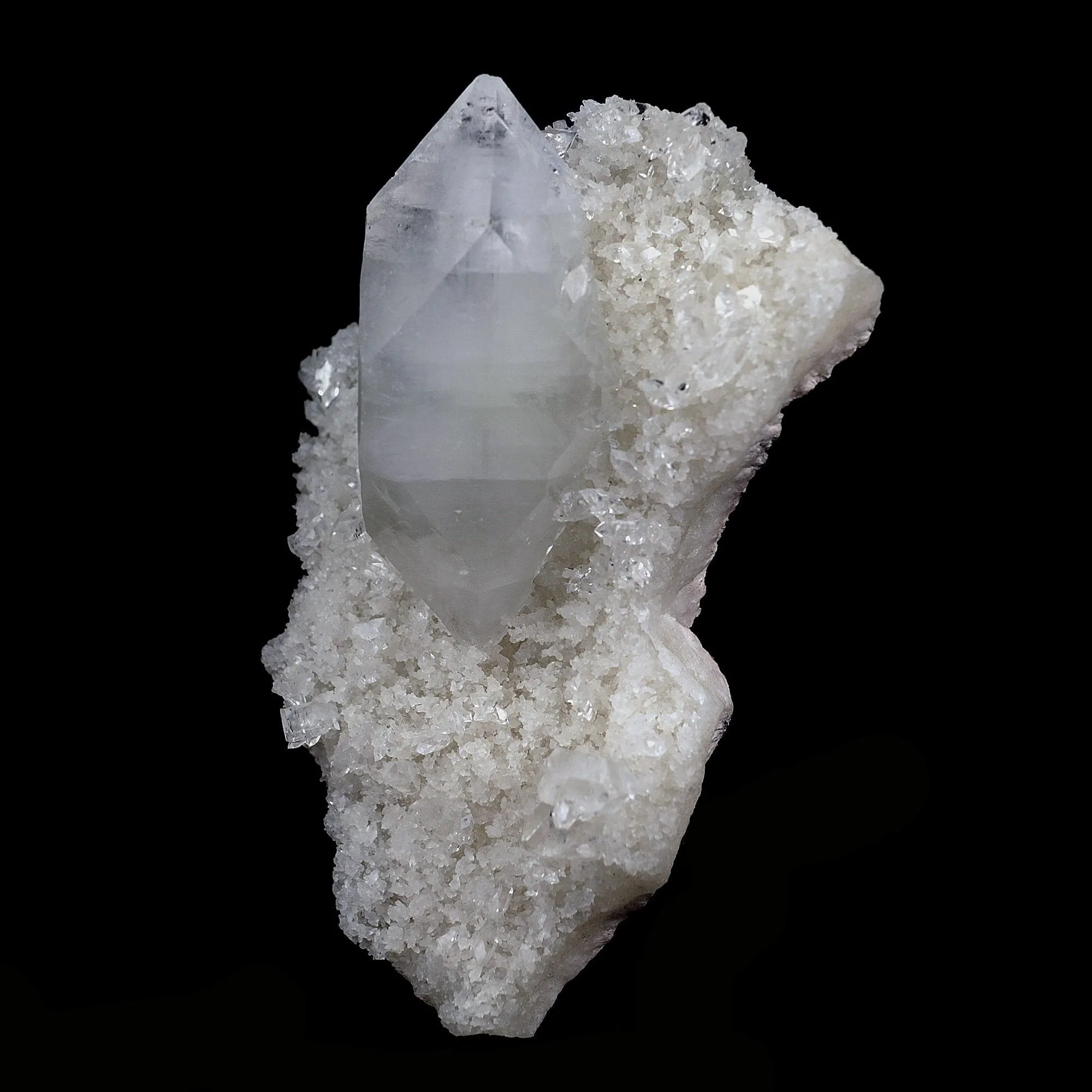 Pointed Apophyllite Crystal on Chalcedony Natural Mineral Specimen - image 2