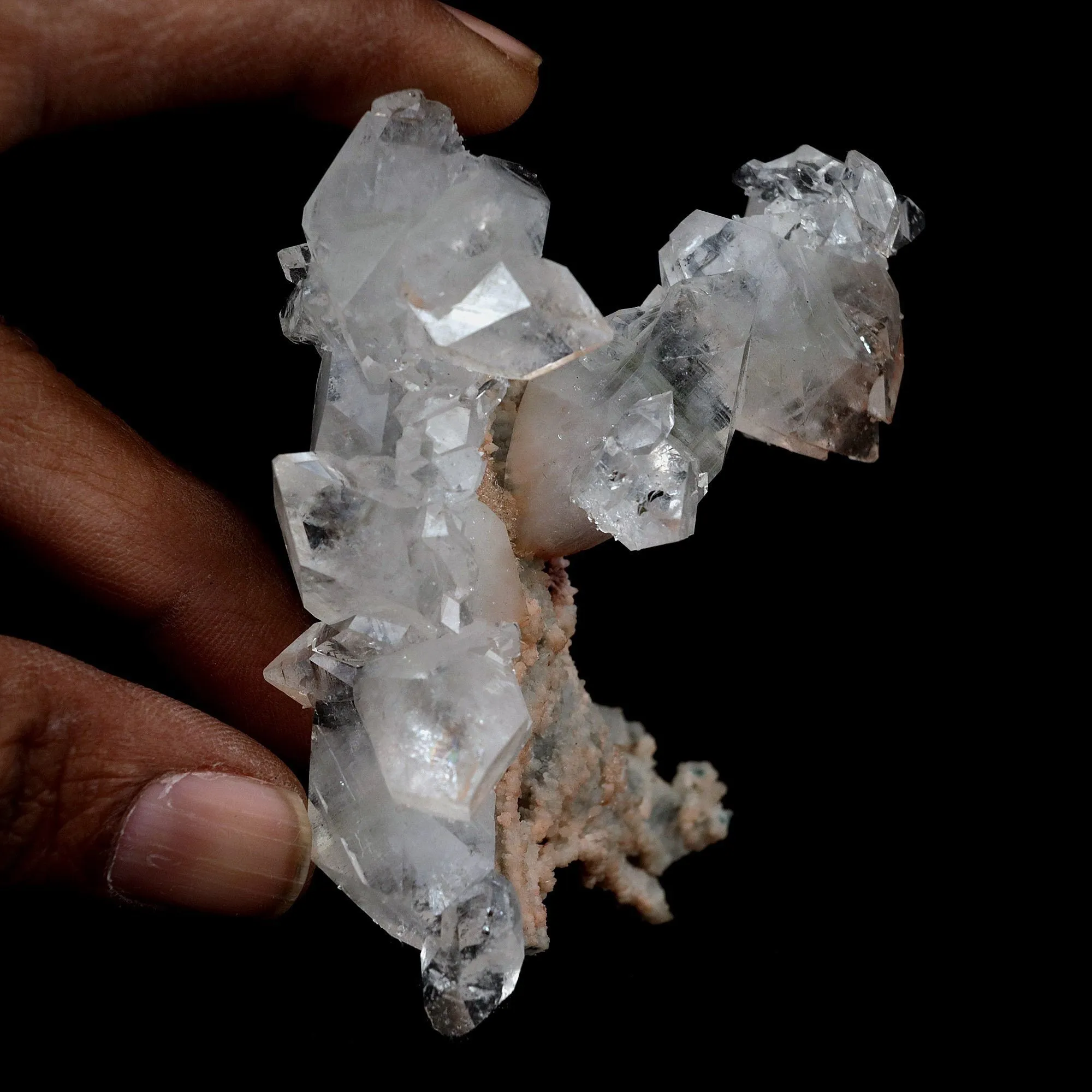 Pointed Apophyllite with Stilbite On Chalcedony Natural Mineral - image 4