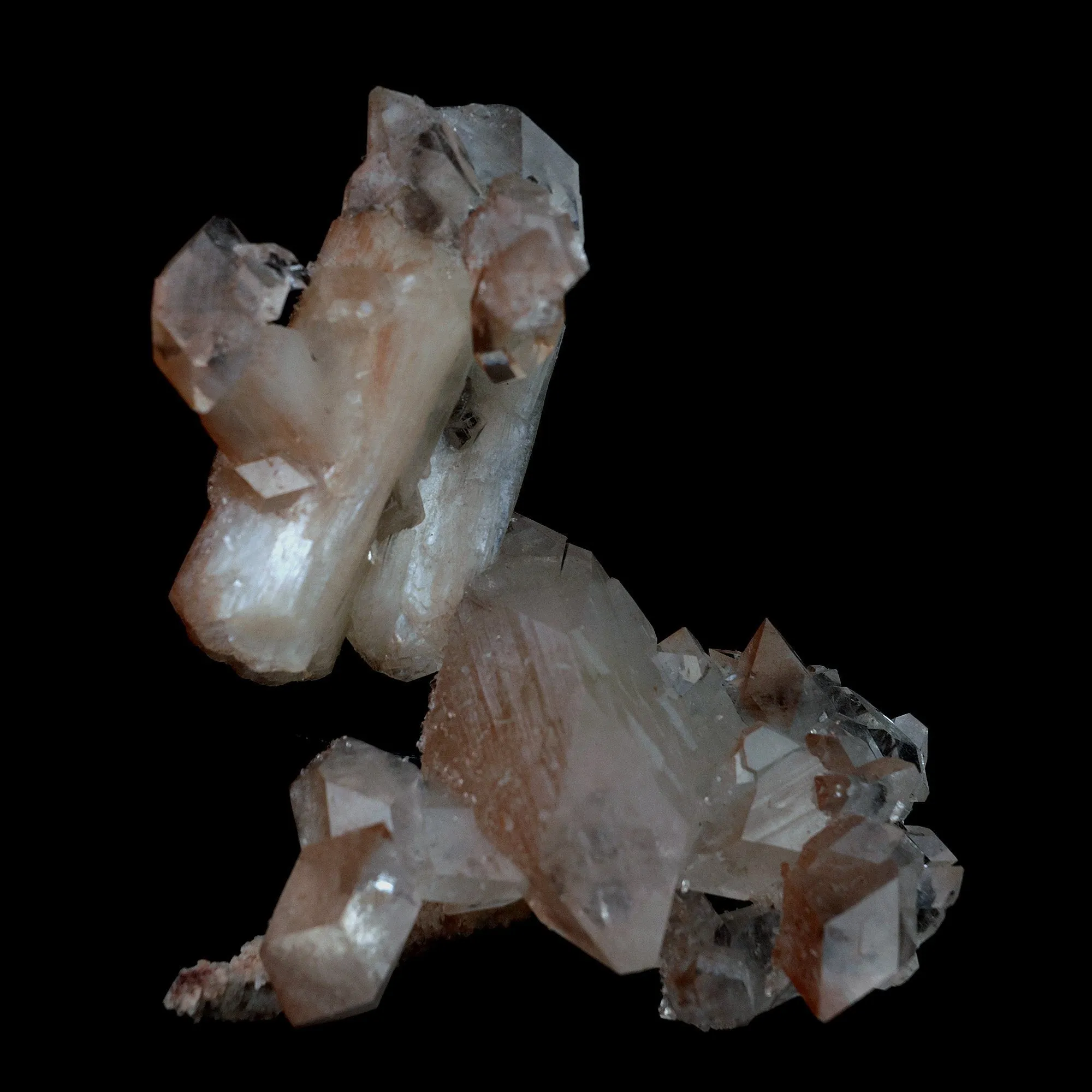 Pointed Apophyllite with Stilbite On Chalcedony Natural Mineral - image 1