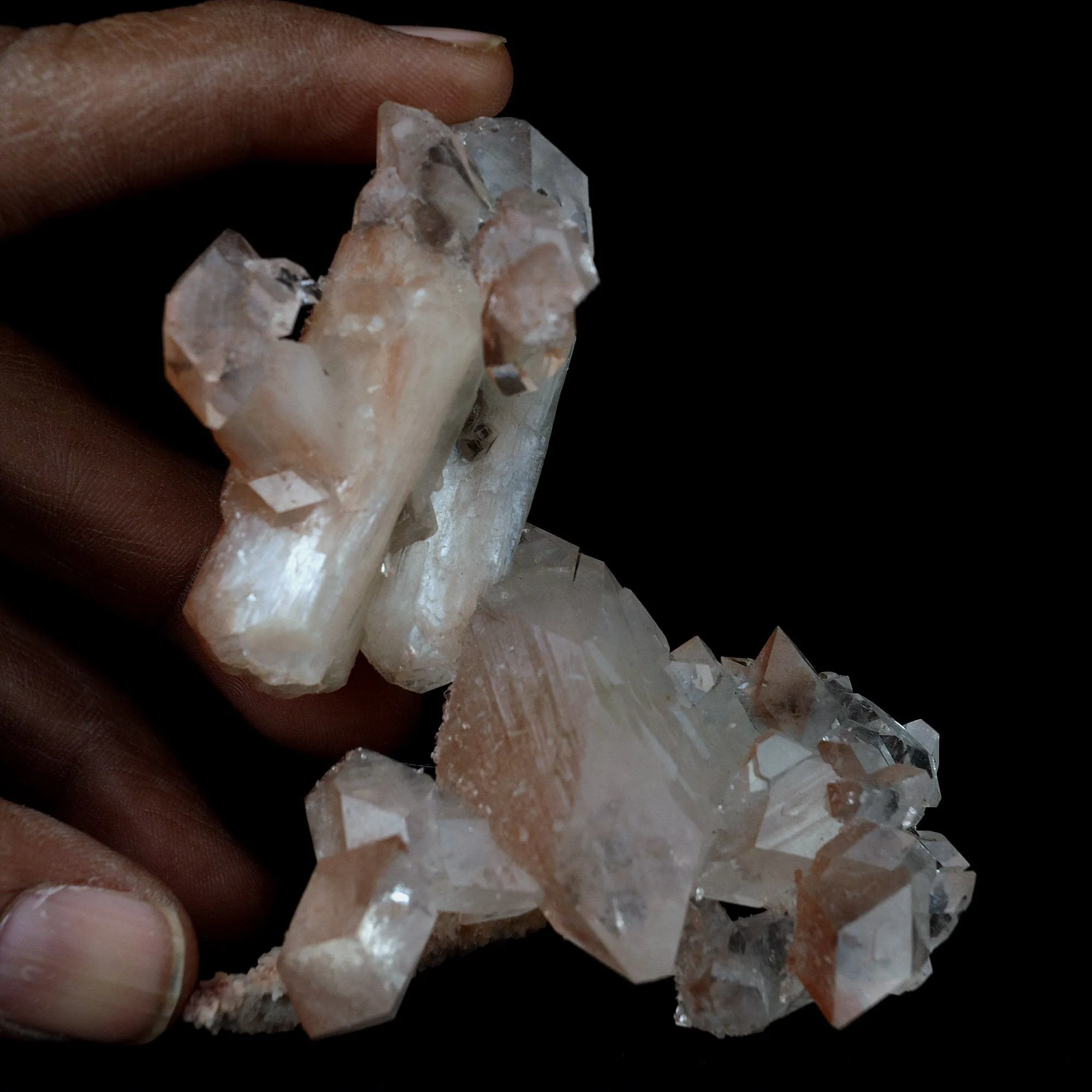 Pointed Apophyllite with Stilbite On Chalcedony Natural Mineral - image 4