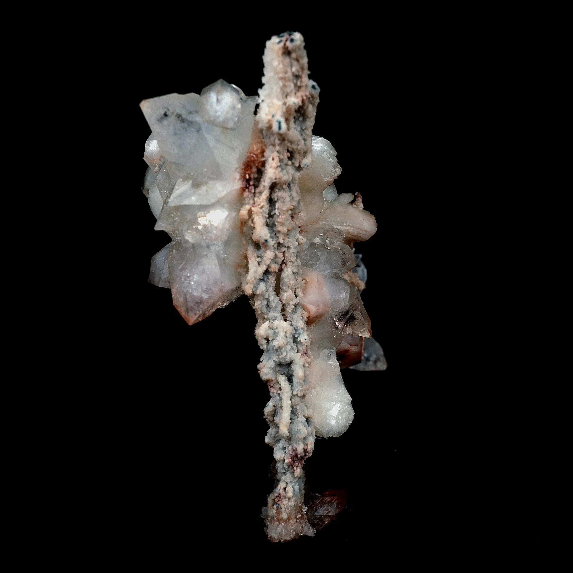 Pointed Apophyllite with Stilbite On Chalcedony Stalactite - image 5