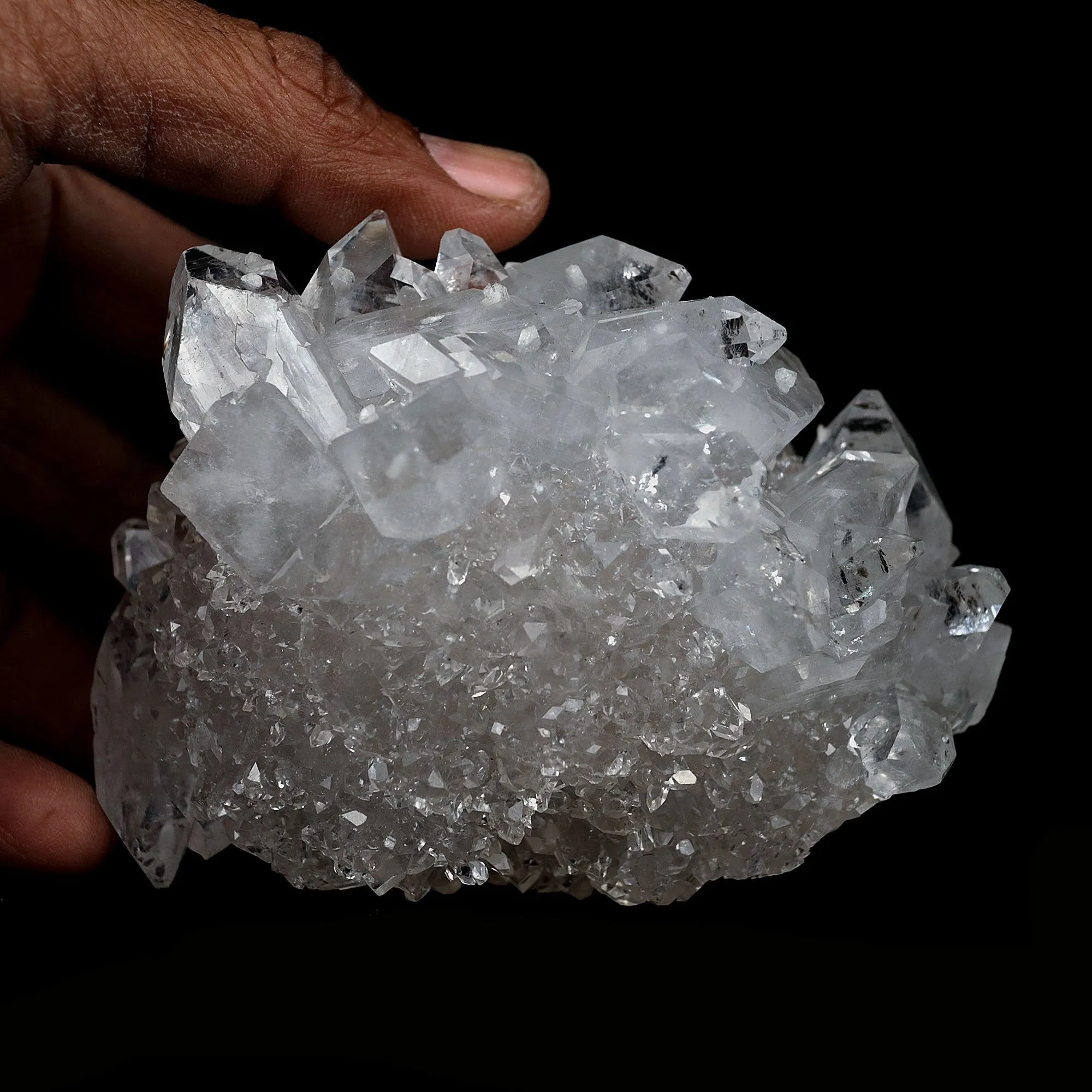 Pointed Clear Apophyllite Crystals on MM Quartz Natural Mineral Specimen - image 4