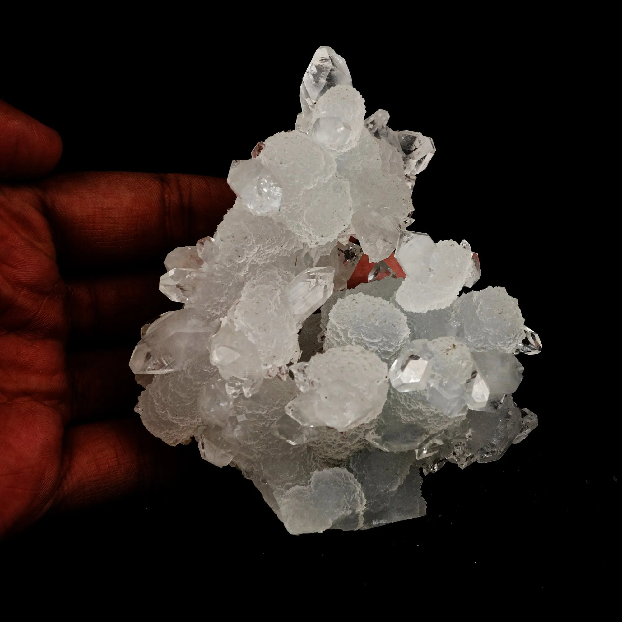Pointed Clear Apophyllite on Chalcedony Natural Mineral Specimen - image 5