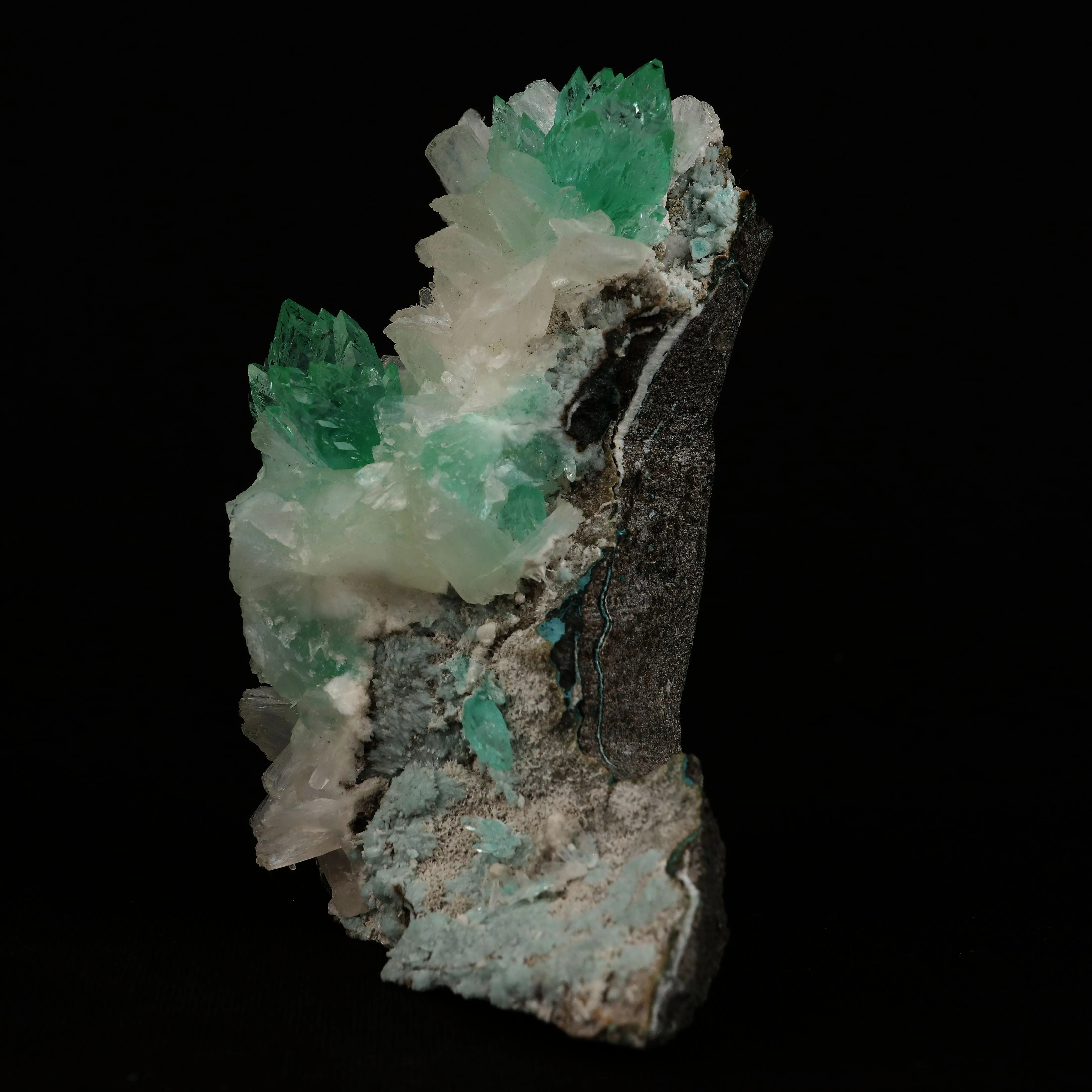 Pointed Green Apophyllite with Stilbite Natural Mineral Specimen - image 3
