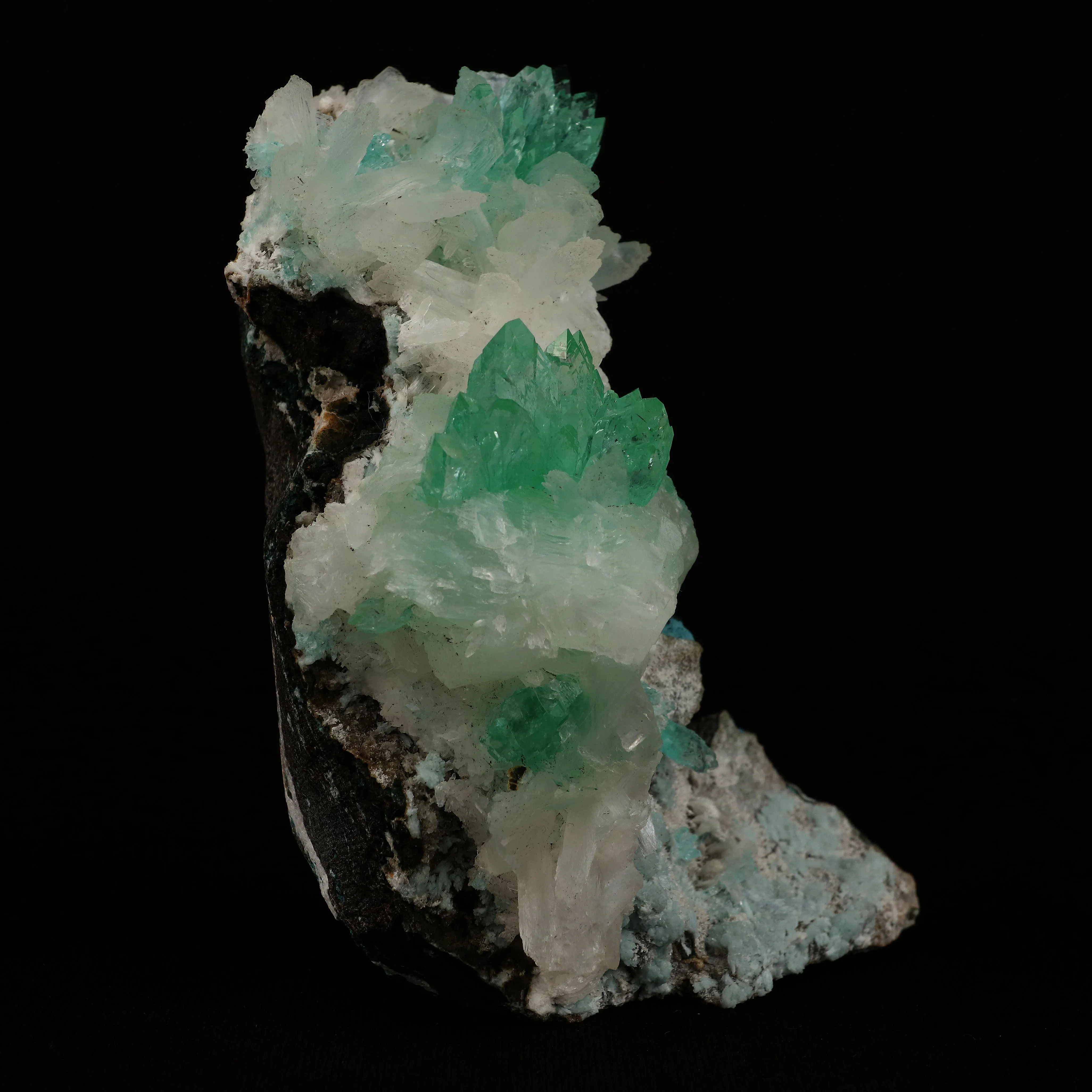 Pointed Green Apophyllite with Stilbite Natural Mineral Specimen - image 2