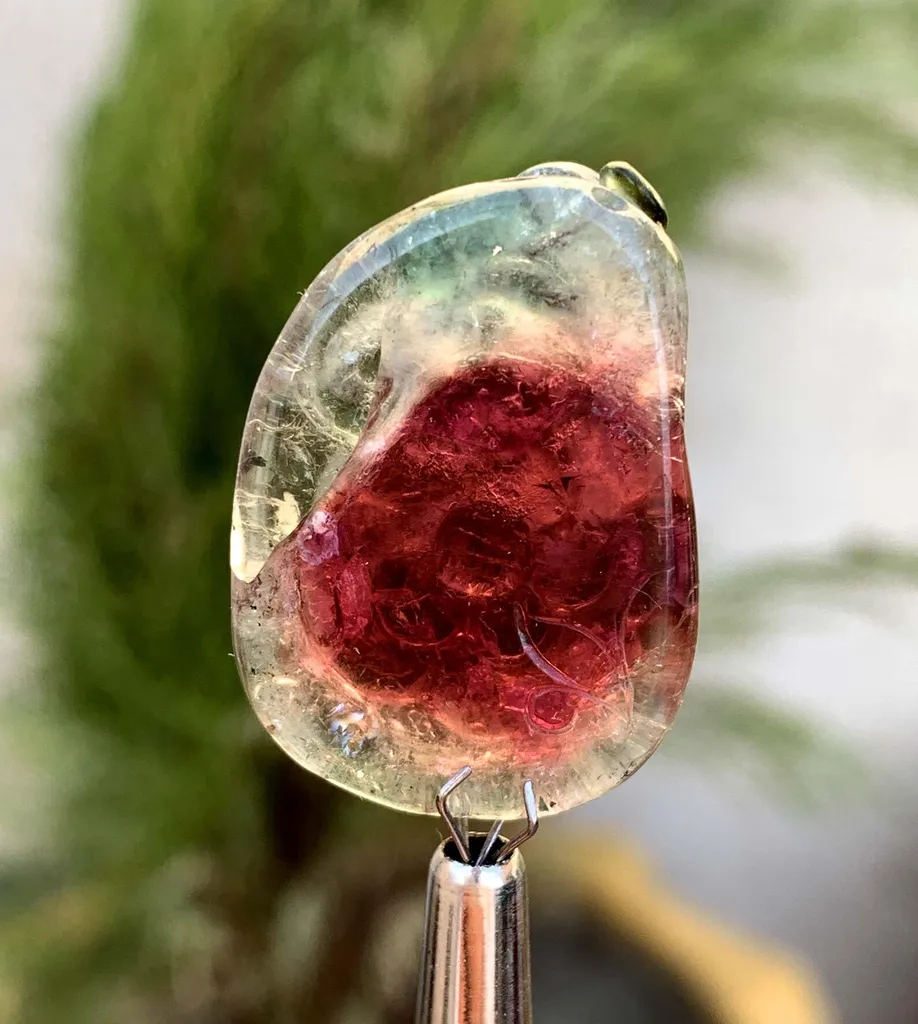 Polished Flower Shape Watermelon Tourmaline Carving from Afghanistan - image 6