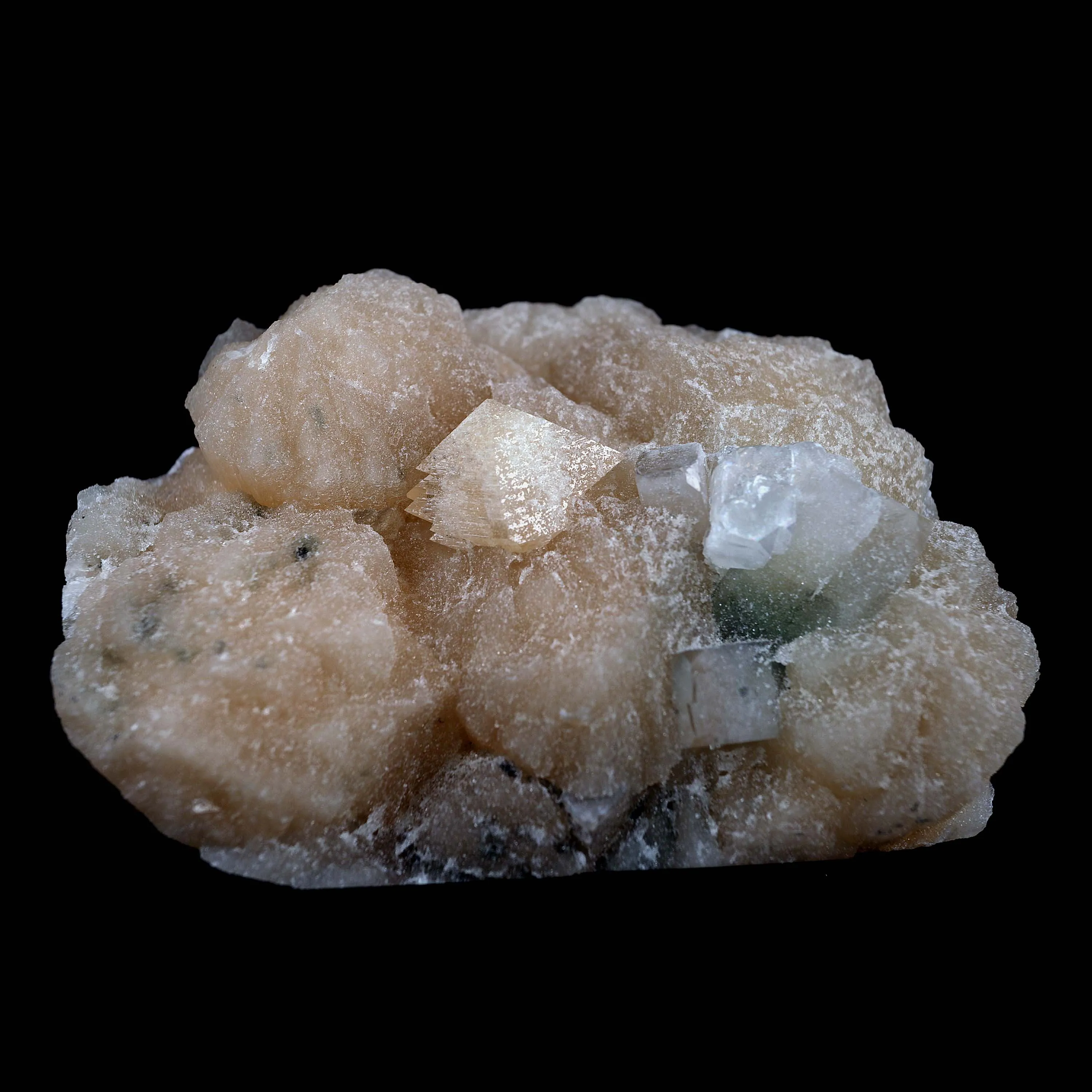 Powellite Fluorescent, Apophyllite Fuse with Stilbite Natural Mineral Specimen - image 5