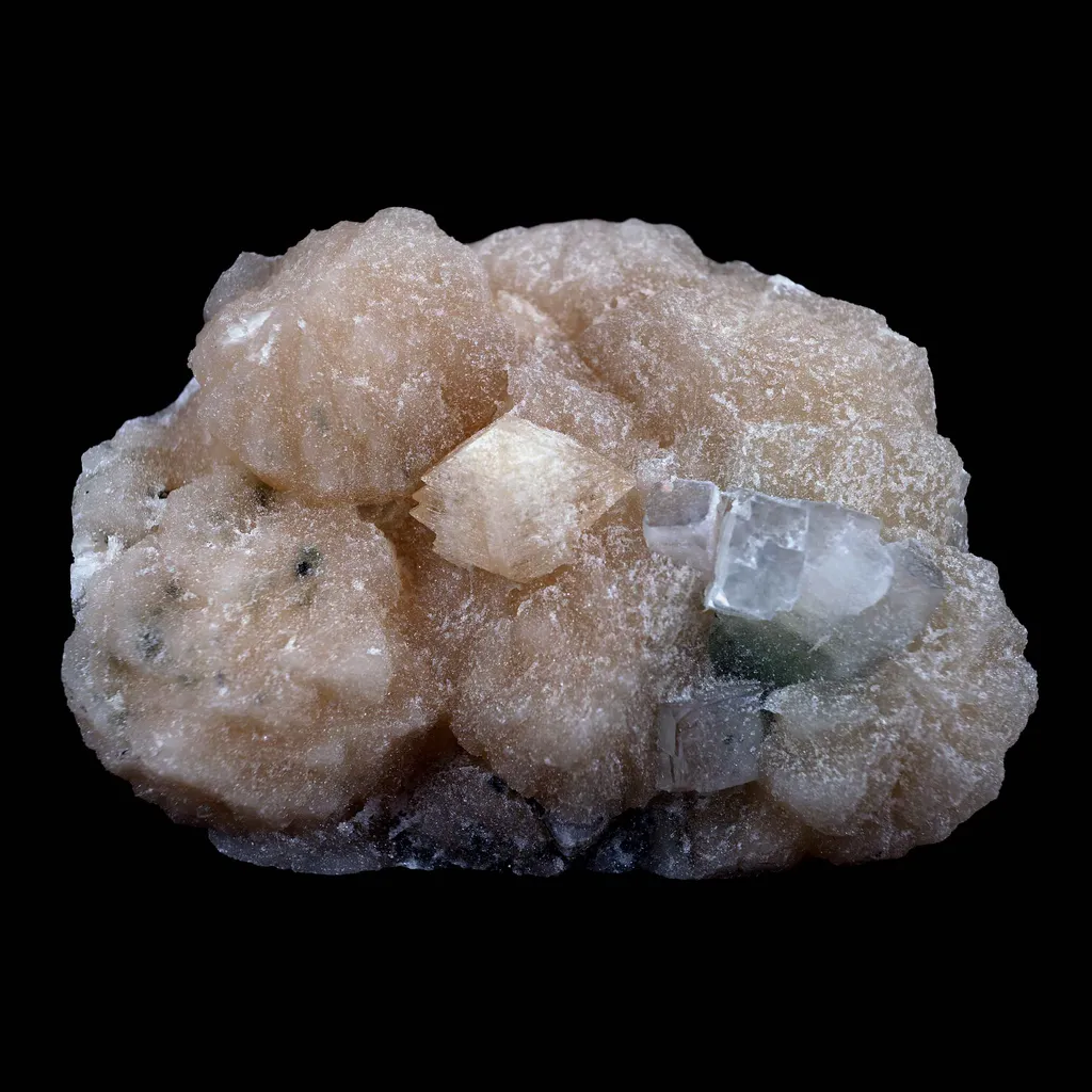 Powellite Fluorescent, Apophyllite Fuse with Stilbite Natural Mineral Specimen image