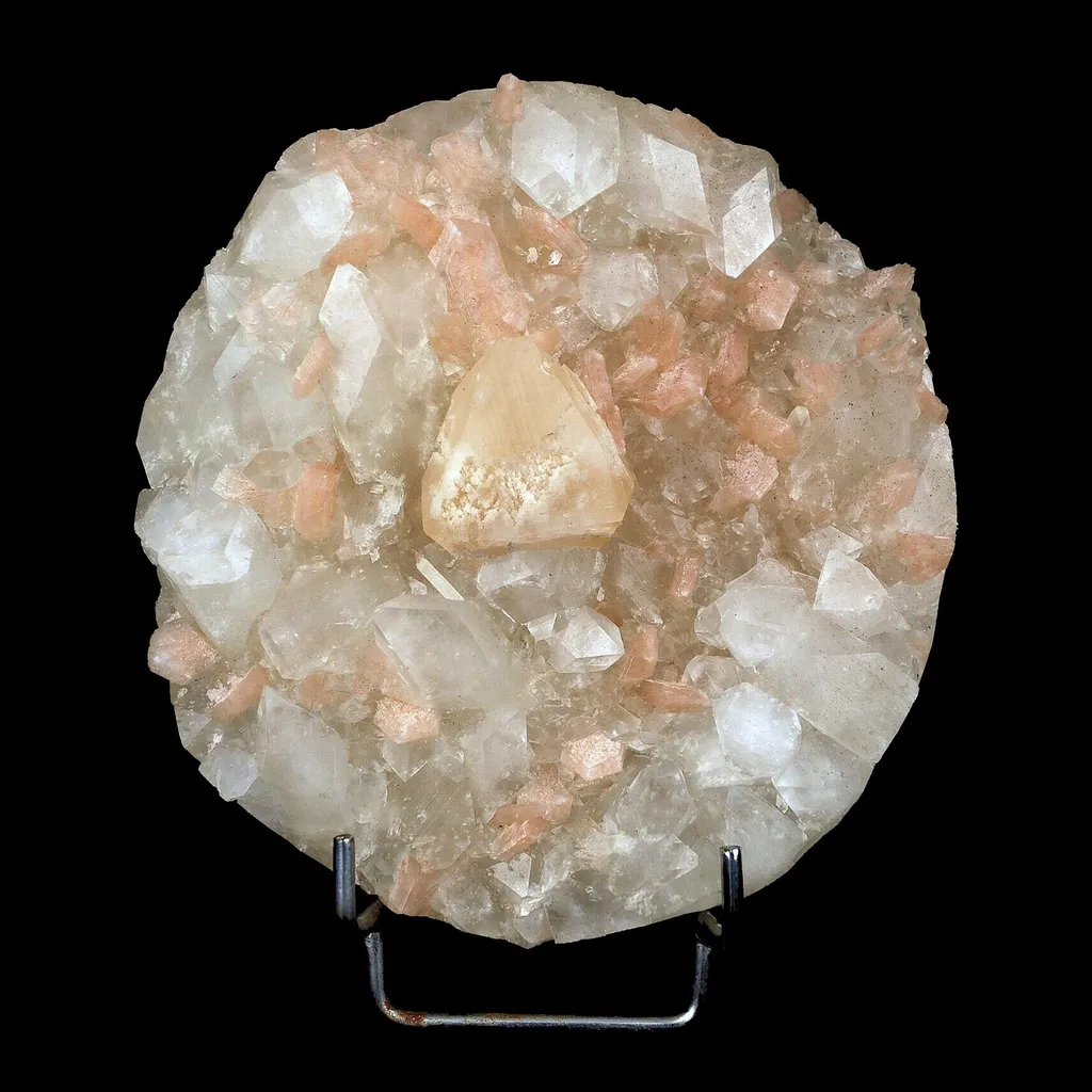 Powellite Fluorescent Mineral with Apophyllite Natural Mineral Specimen image