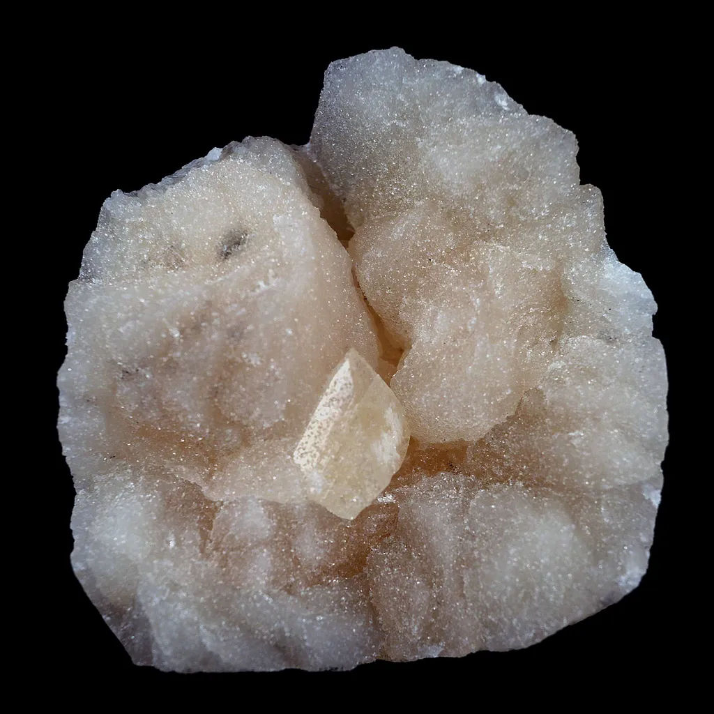 Powellite Fluorescent Mineral with Apophyllite Stilbite Natural Mineral Specimen image