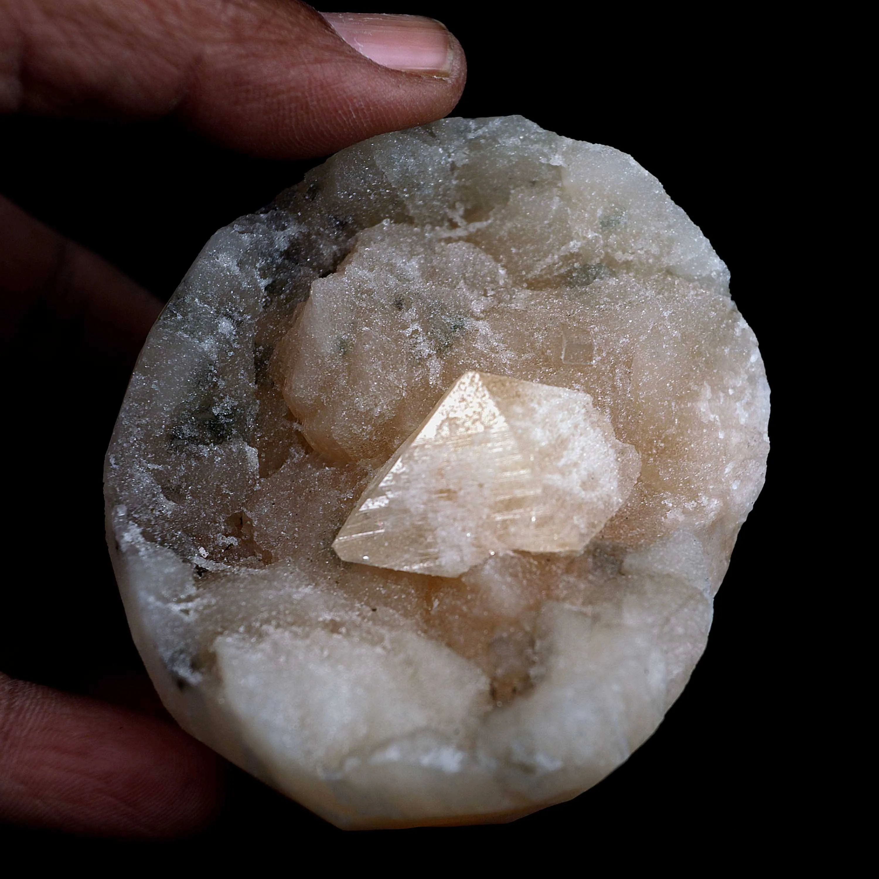 Powellite Fluorescent Mineral with Stilbite Natural Mineral Specimen - image 4