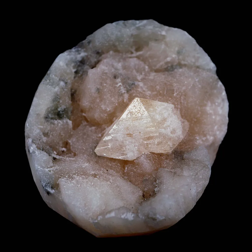 Powellite Fluorescent Mineral with Stilbite Natural Mineral Specimen image