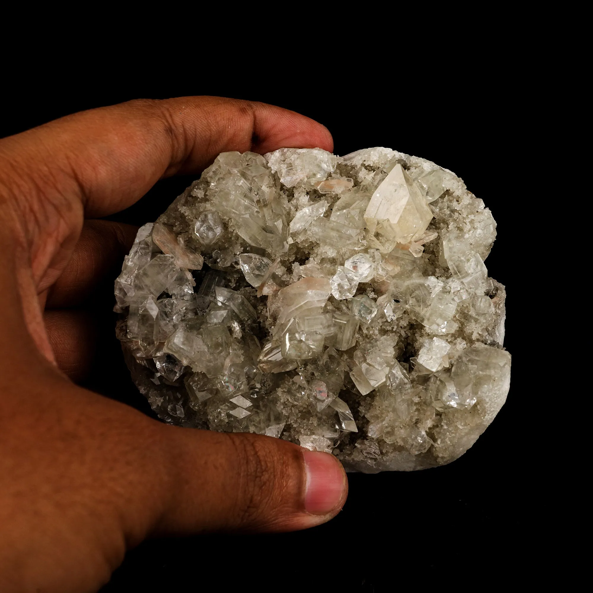 Powellite Fluorescent on Apophyllite Free Standing Natural Mineral Specimen - image 5