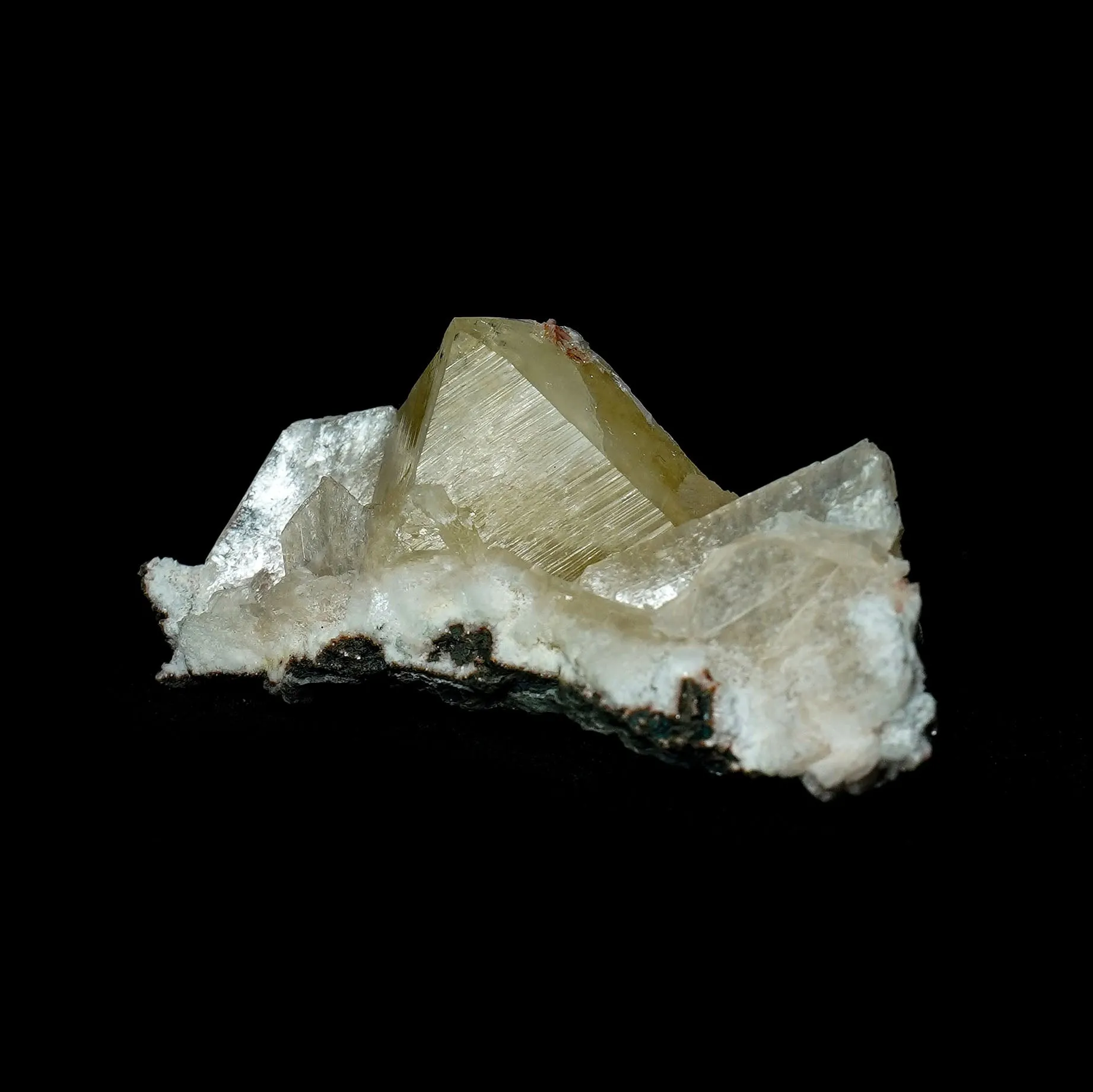 Powellite (Fluorocent Rare Find) with Stilbite Natural Mineral Specimen - image 3