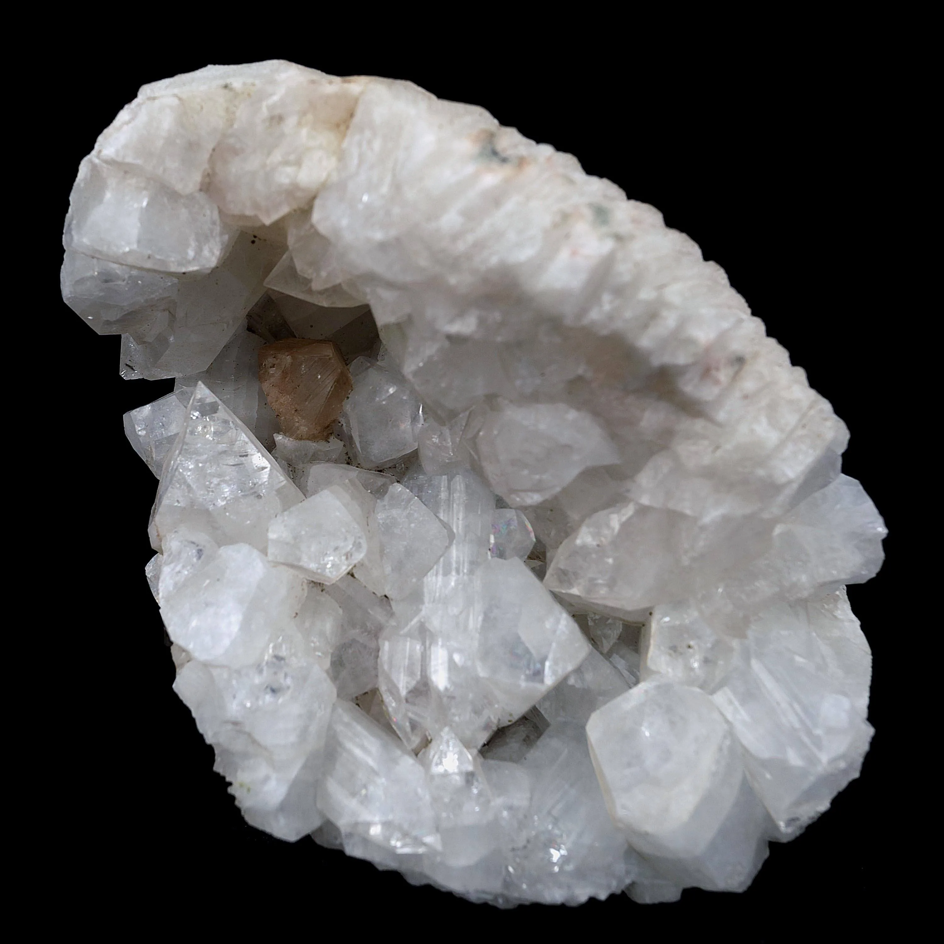 Powellite Inside Apophyllite Half Geode Natural Mineral Specimen - image 3