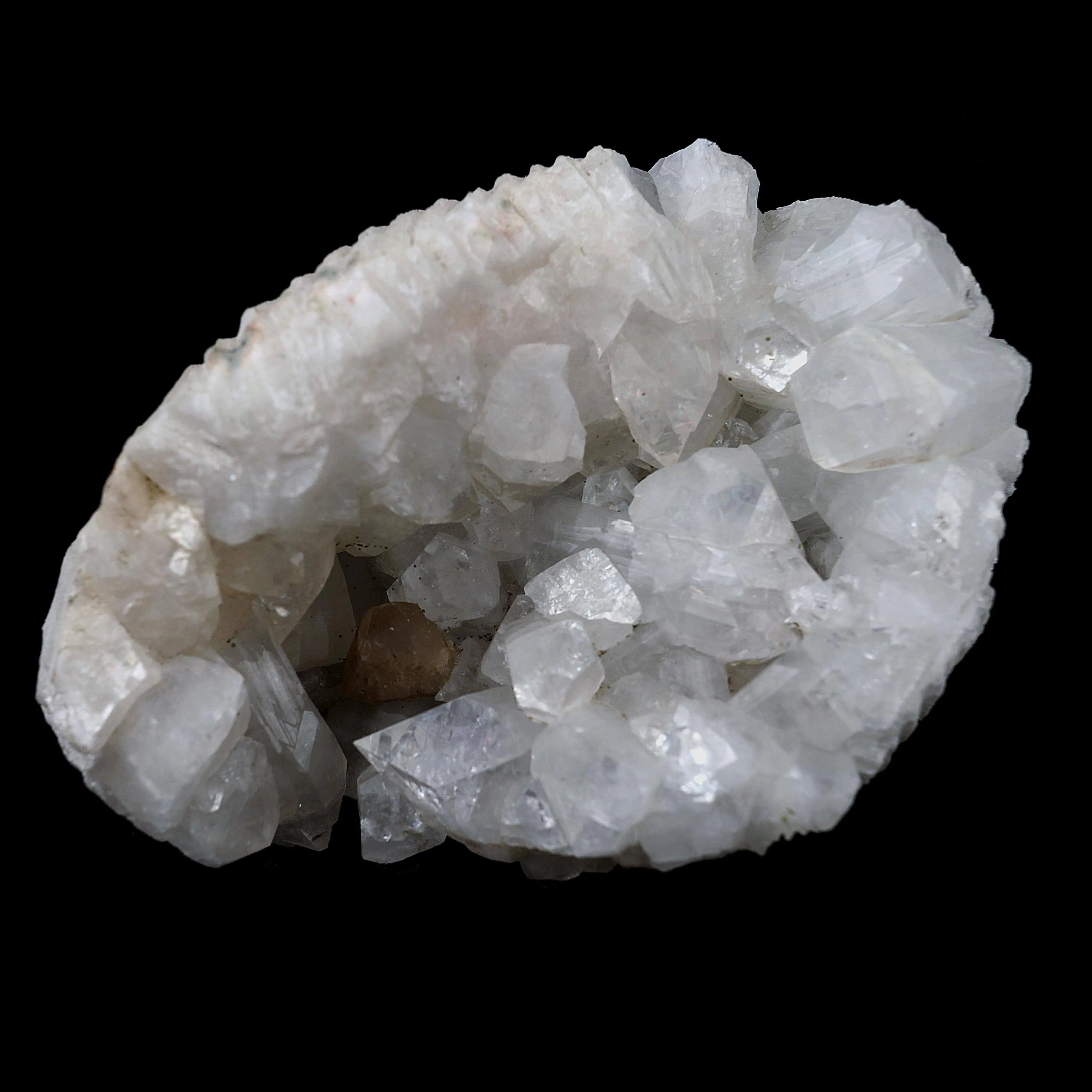 Powellite Inside Apophyllite Half Geode Natural Mineral Specimen - image 2