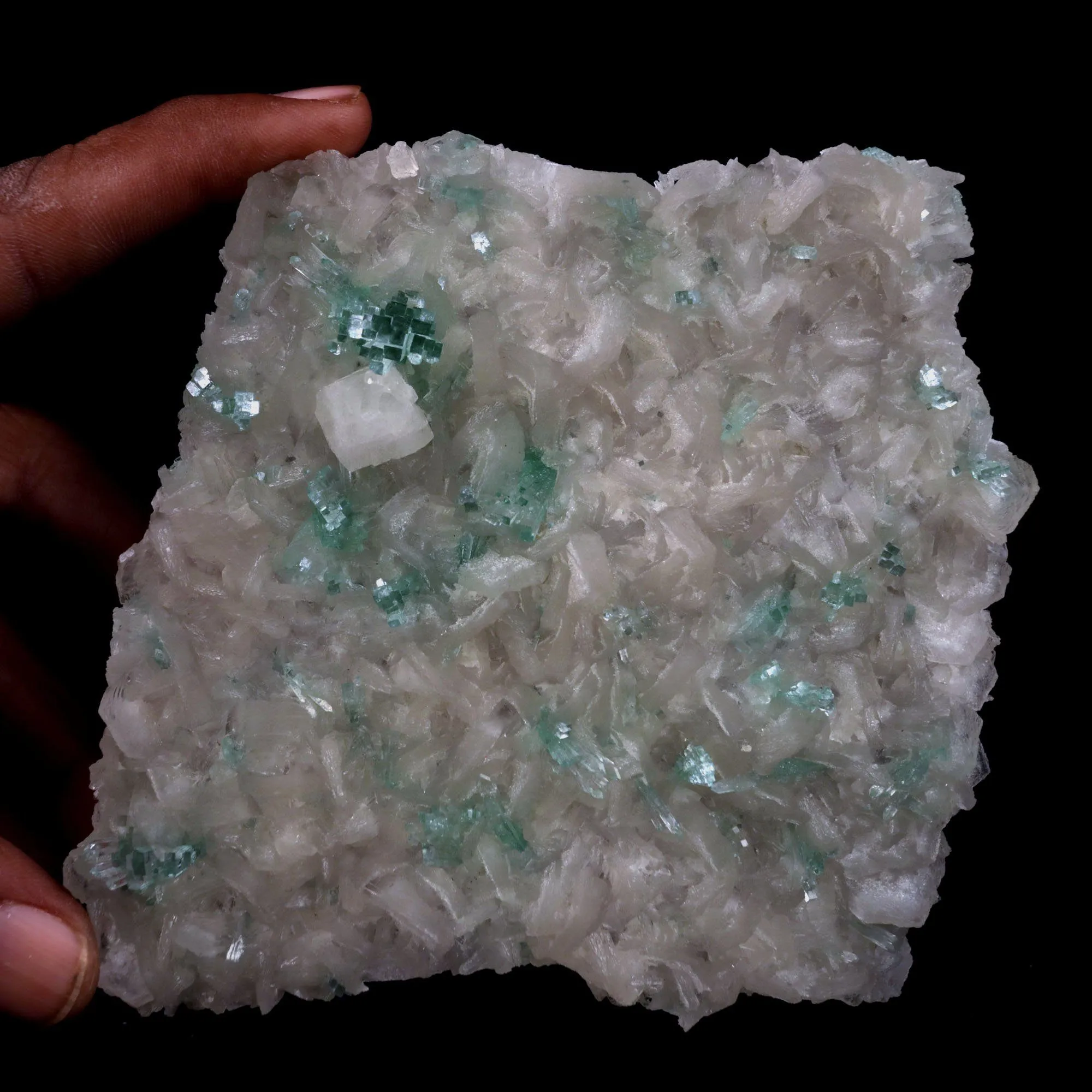 Powellite Rare Find with Green Apophyllite Natural Mineral Specimen - image 4