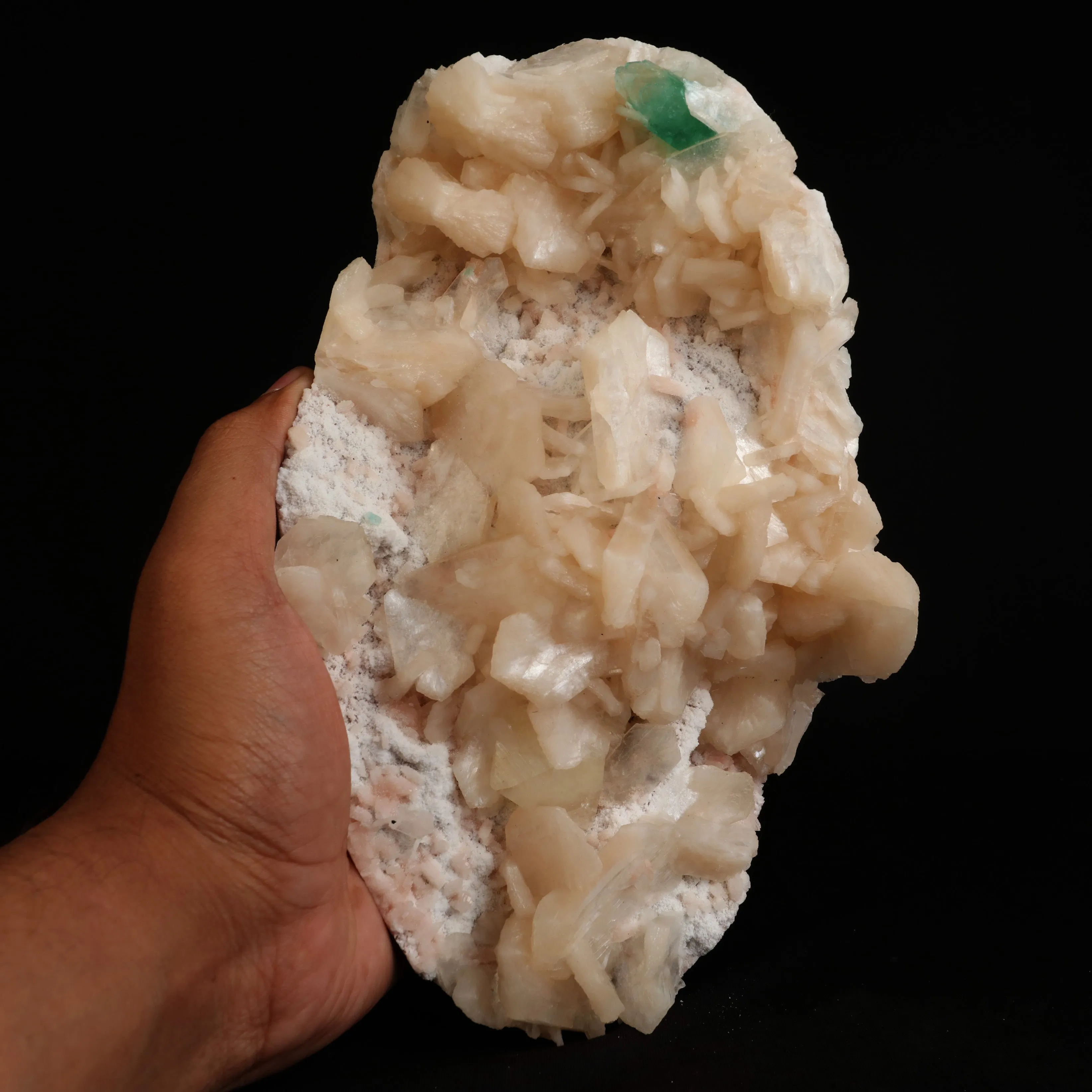 Powellite with Green Apophyllite Stilbite (Rare Find) Natural Mineral Specimen - image 5