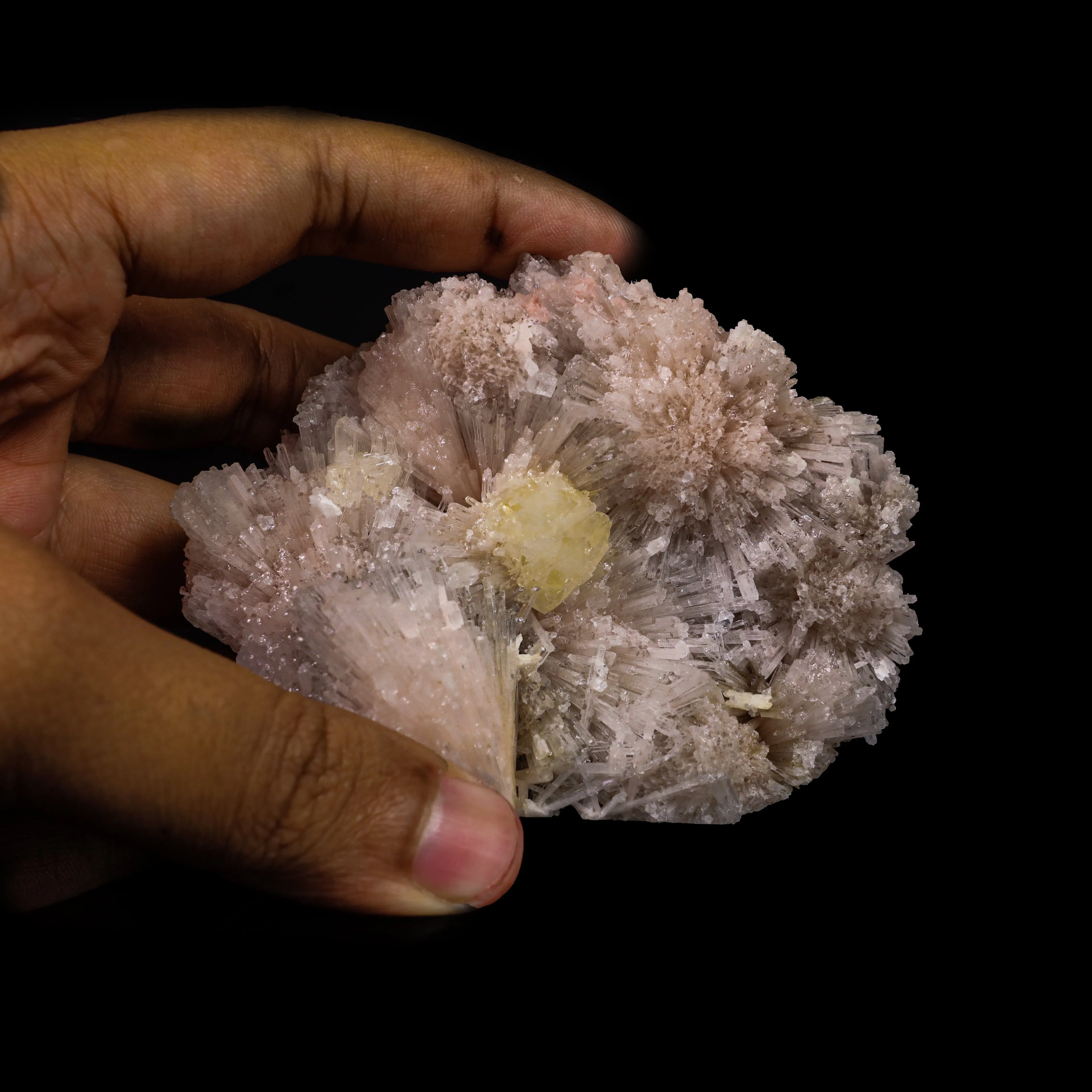 Powellite with Pink Scolecite Rare Find Natural Mineral Specimen - image 4