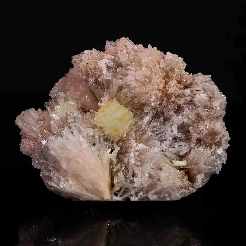 Powellite with Pink Scolecite Rare Find Natural Mineral Specimen image