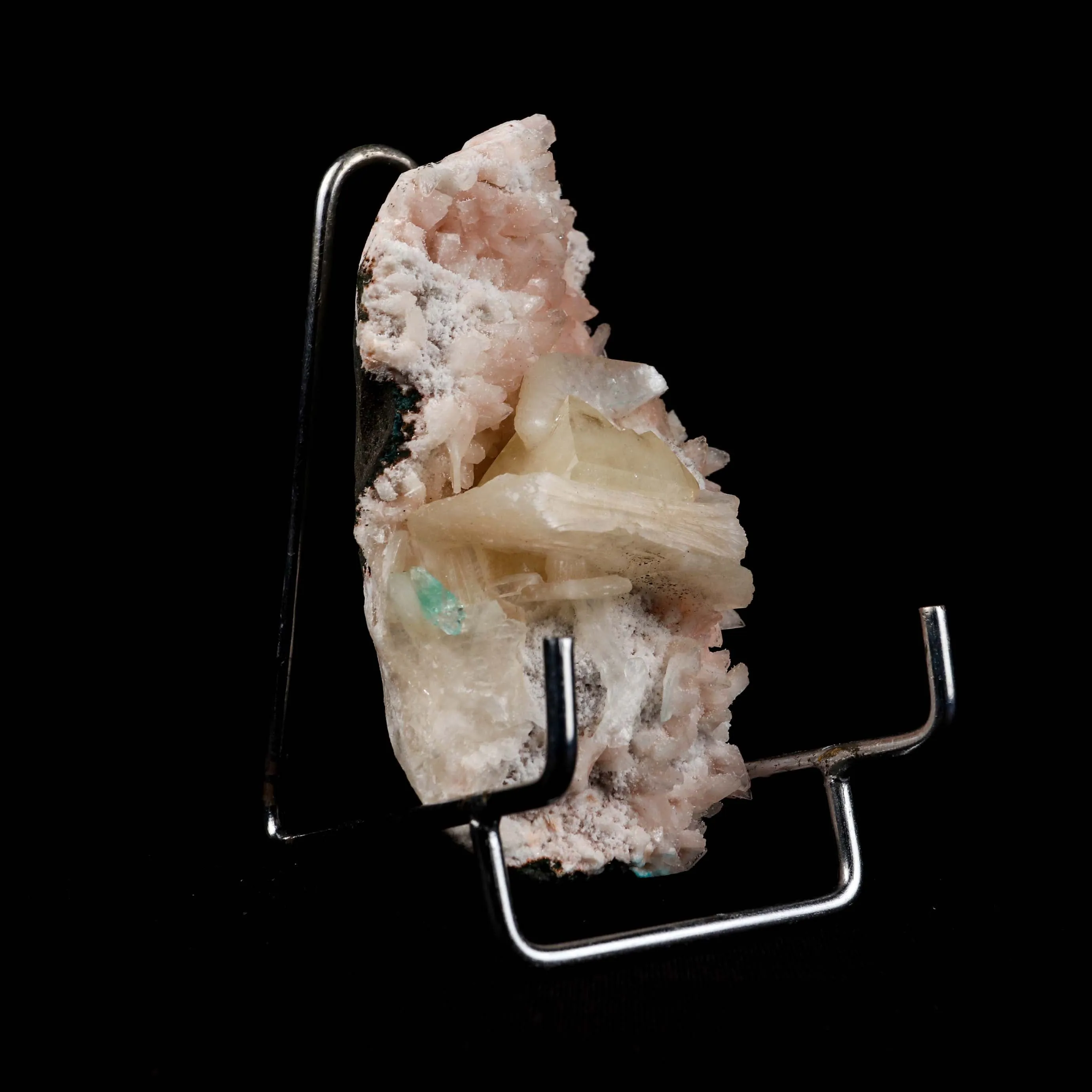 Powellite with Stilbite on Heulandite Natural Mineral Specimen - image 3