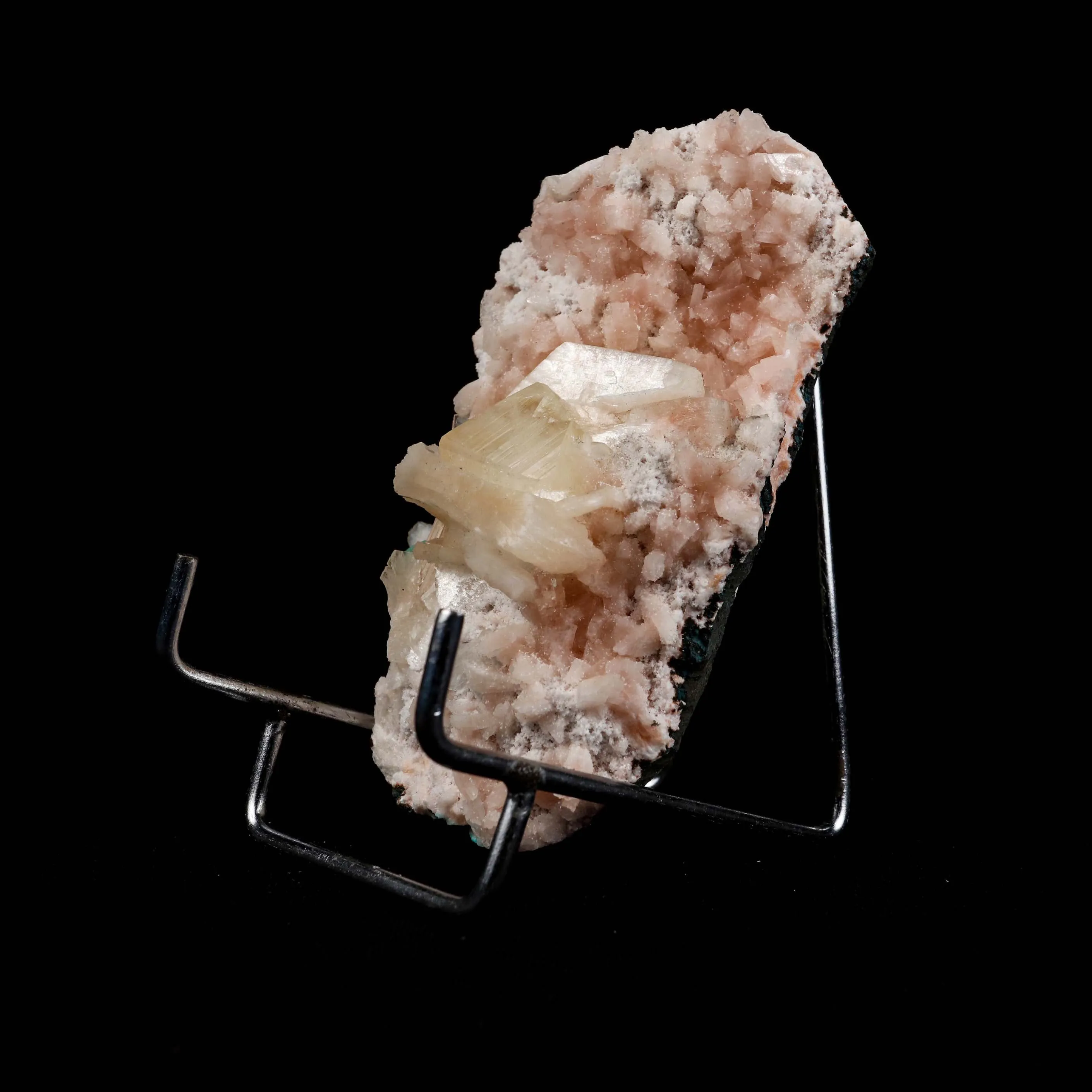 Powellite with Stilbite on Heulandite Natural Mineral Specimen - image 2