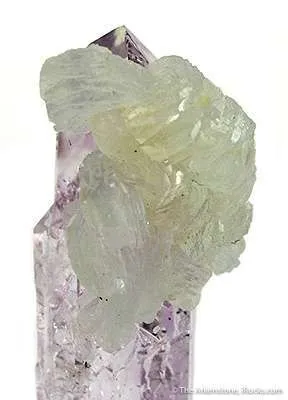 Prehnite on Amethystine Quartz - image 3