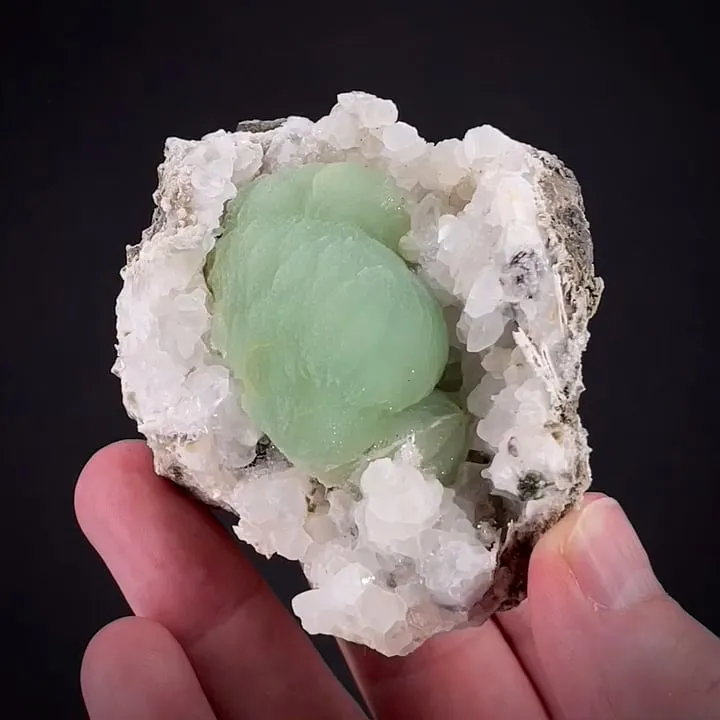Prehnite on Calcite with Quartz - image 1