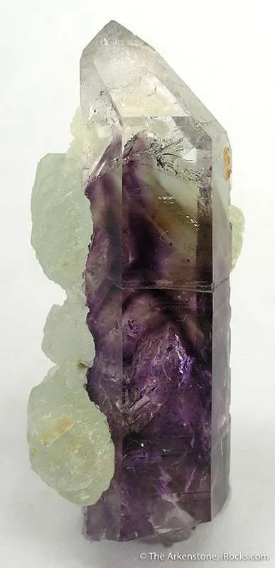 Prehnite on Quartz With Amethyst Phantoms image