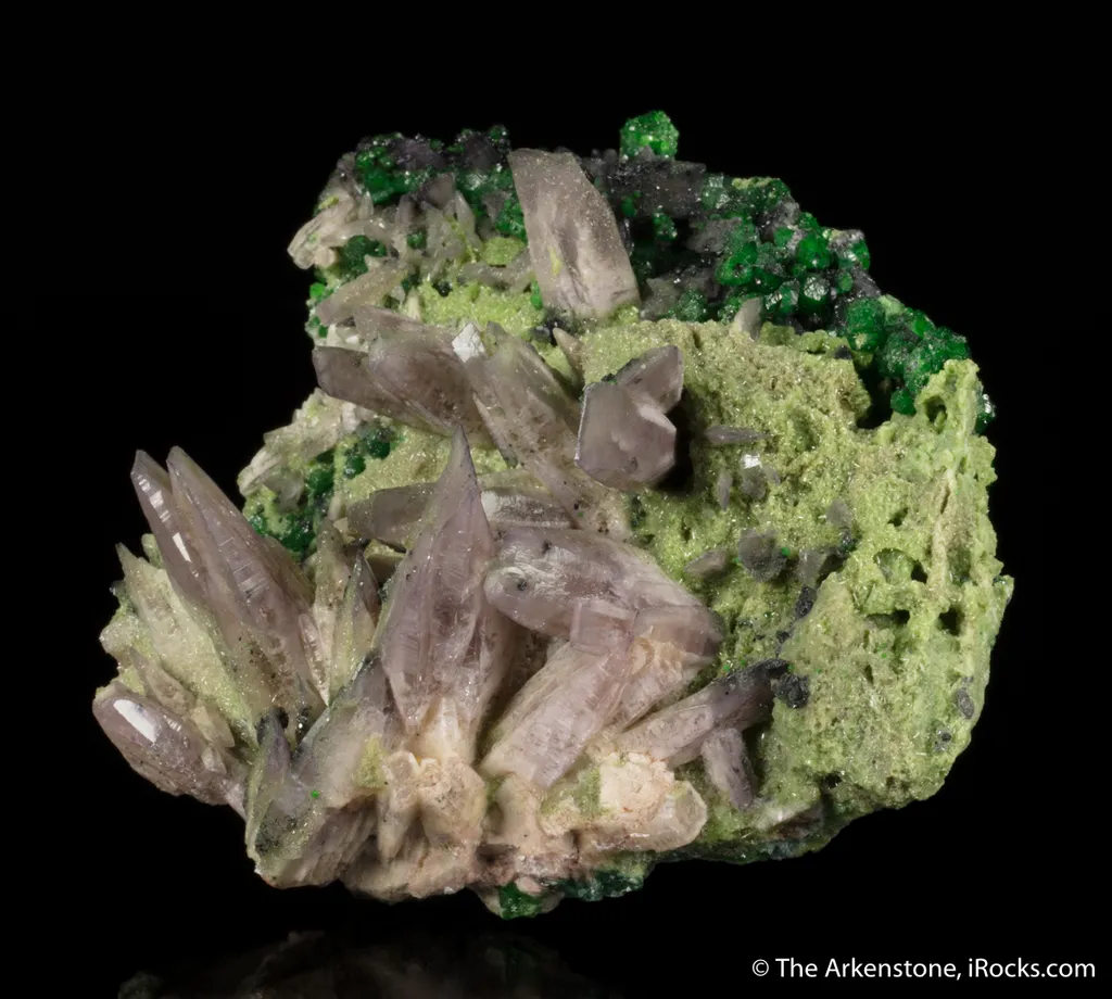 Prehnite (var. Manganoan) with Grossular Garnet - image 3