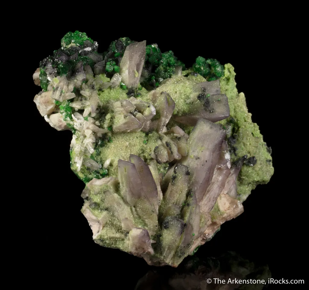 Prehnite (var. Manganoan) with Grossular Garnet - image 4
