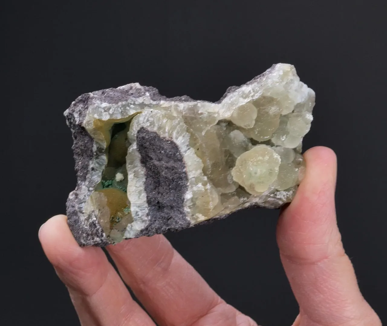 Prehnite with Malachite and NATIVE Copper - image 2