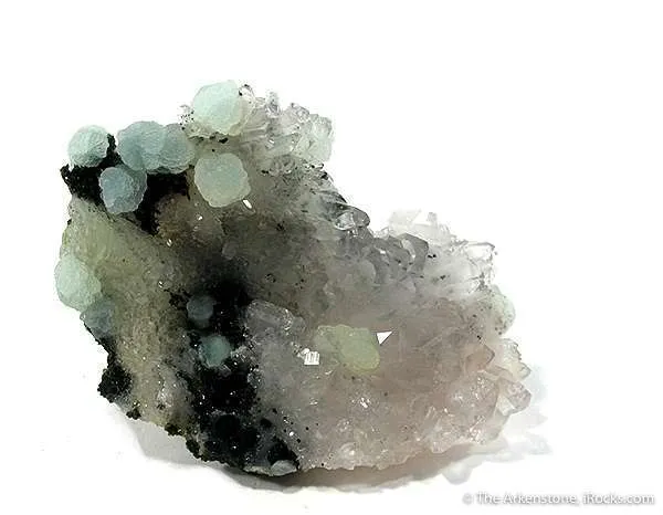 Prehnite With Manganbabingtonite And Quartz image