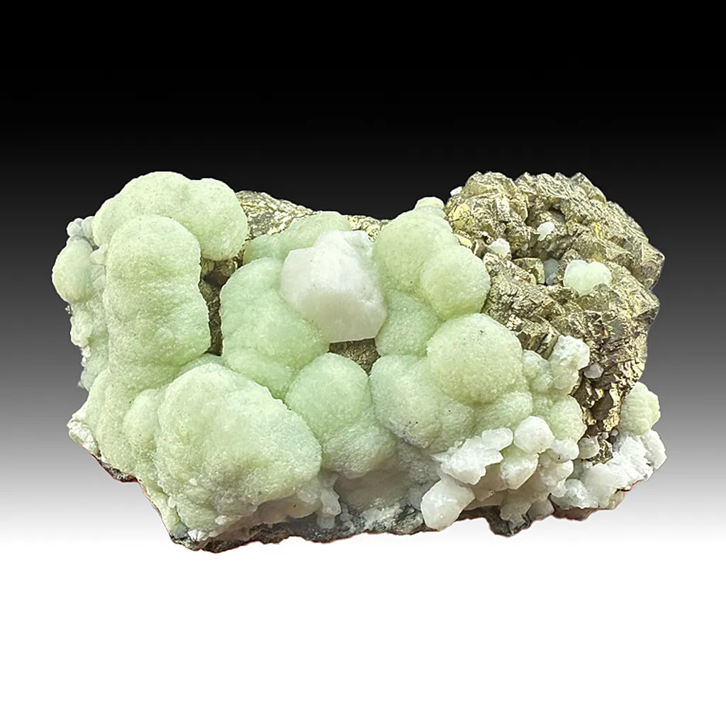 Prehnite with Pyrite, Calcite (2076) image