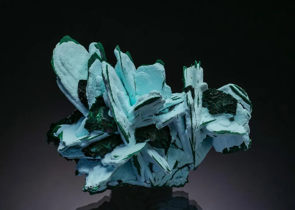 Primary Malachite on Chrysocolla on Malachite image