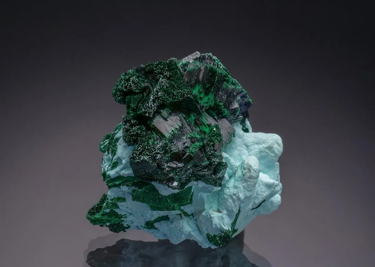 Primary Malachite on Chrysocolla on Malachite - image 1