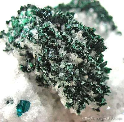 Primary Malachite, Plancheite on Quartz on Dioptase - image 3